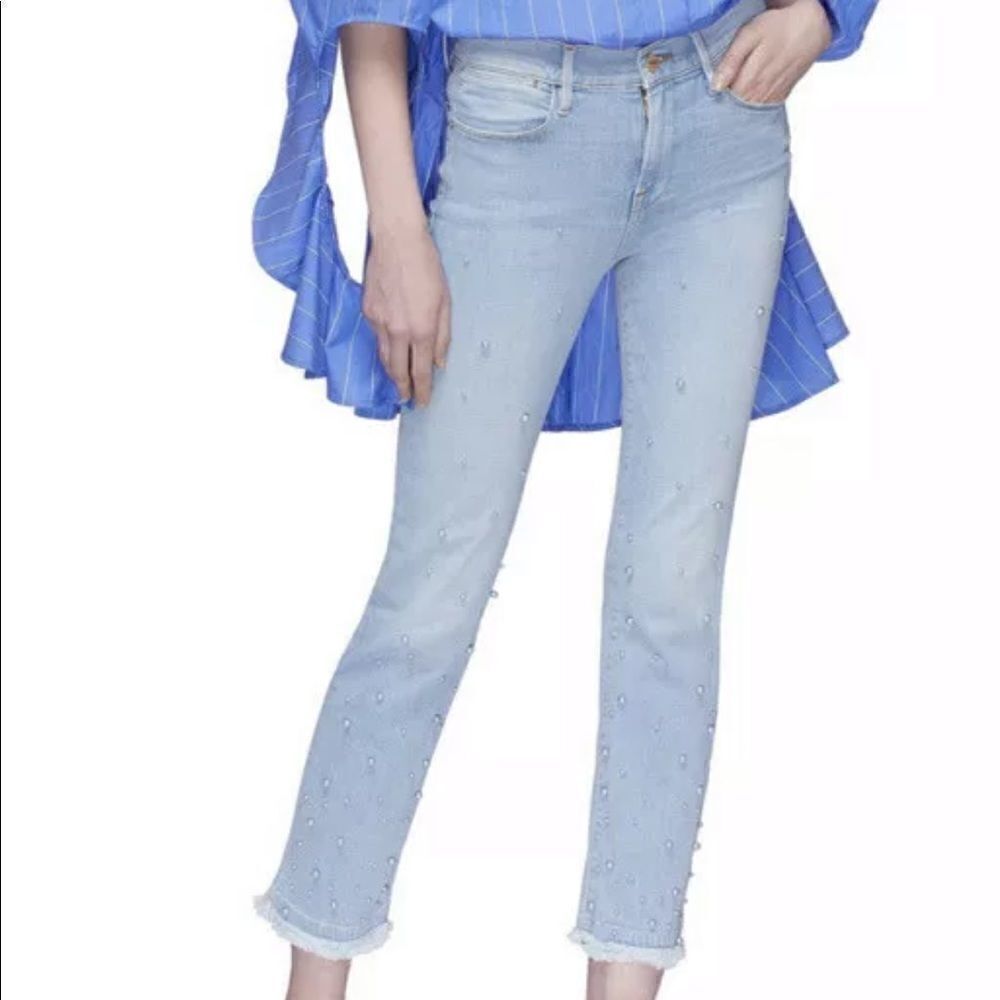 Frame Denim Le High Straight Leg Faux Pear…